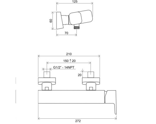 RAVAK X070066 TD 032.00 / 150 Смеситель для душа