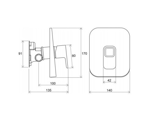 RAVAK X070070 TD 065.00 Смеситель скрыт. монтажа с переключателем для R-box