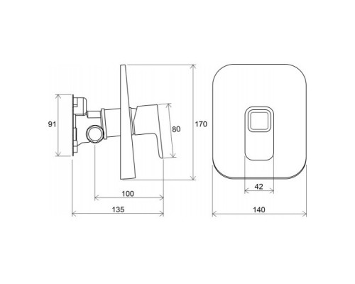 RAVAK X070071 TD 066.00 Смеситель скрыт. монтажа без переключателя для R-box