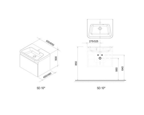 RAVAK X000000736 SD- 10 ° 650 Тумба под умывальник Белый