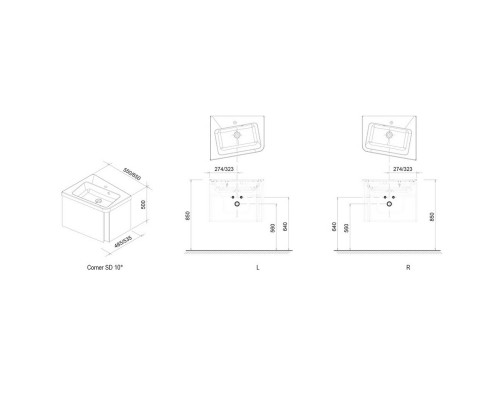 RAVAK X000000741 SD- 10 ° 550 L Тумба под умывальник Темный орех