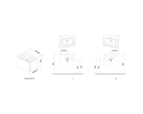 RAVAK X000000748 SD- 10 ° 650 R Тумба под умывальник Белый