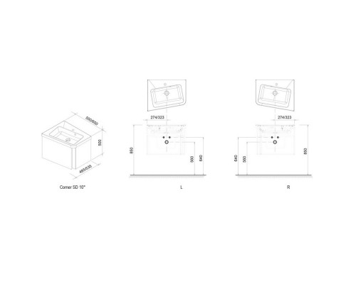 RAVAK X000000750 SD- 10 ° 650 R Тумба под умывальник Темный орех