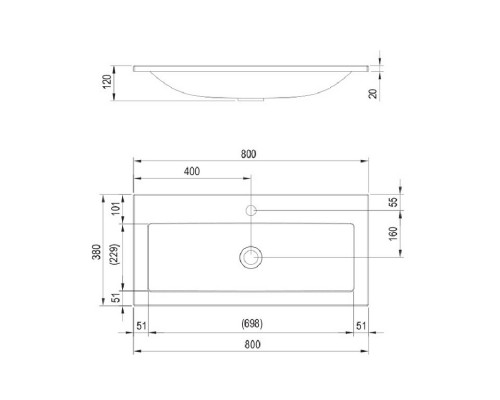 RAVAK XJJ01180000 Умывальник CLEAR 800