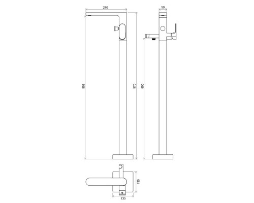 RAVAK X070101 CR 080.00 Напольный смеситель для ванны