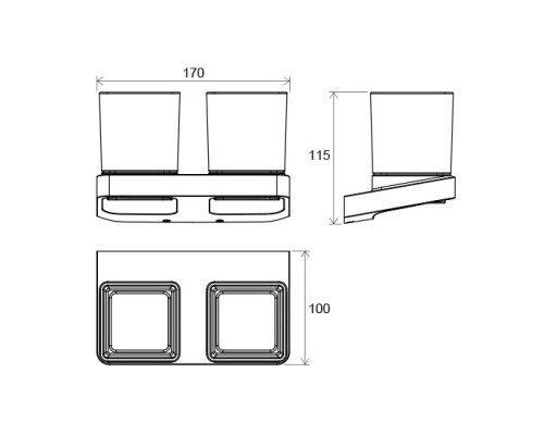 RAVAK X07P322 TD 220 Держатель с двумя стаканами для зубных щеток (стекло)