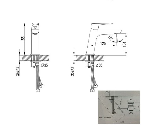 RAVAK X070081 CL 011.00 Смеситель для умывальника 140 с открыванием стока