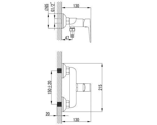 RAVAK X070084 CL 032.00 Смеситель для душа без лейки 150 мм