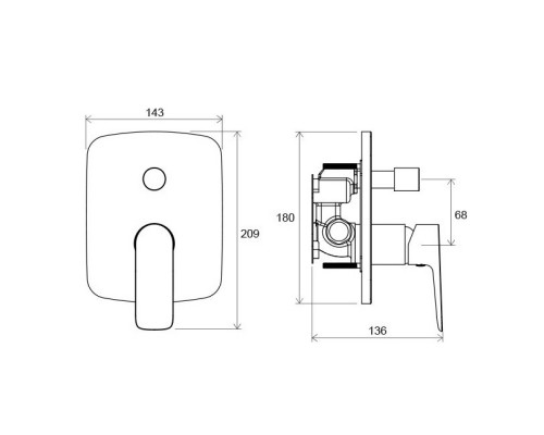 RAVAK X070088 CL 065.00 Смеситель скрытого монтажа ванна / душ с переключателем для R-box