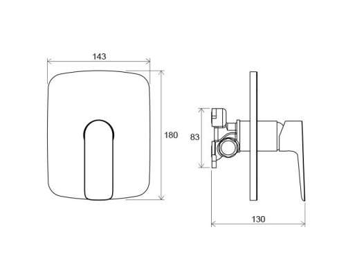 RAVAK X070089 CL 066.00 Смеситель скрытого монтажа для душа без переключателя для R-box