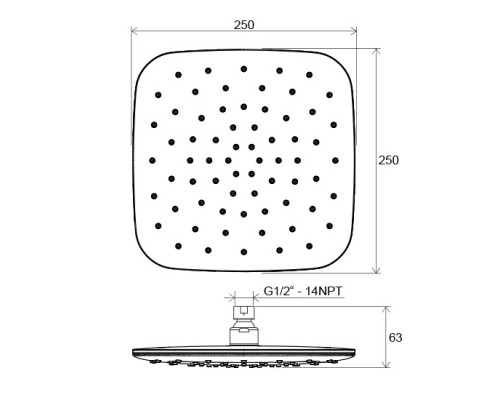 RAVAK X07P347 983.10 Верхний душ ABS квадратный - белый 250 мм