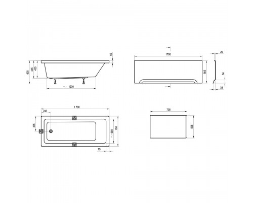 RAVAK CA71000000 Ванная 10 ° 170x75