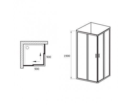 RAVAK X1LV70C00Z1A Душевая кабина XP3RV2-90 поли. алюм. TRANSPARENT квадратная