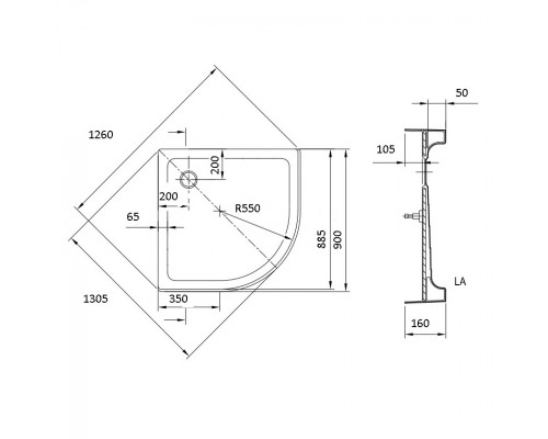 RAVAK XАU0000002 Поддон MERIDA 90 ST