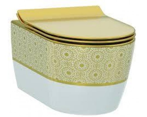 Чаша подвесного унитаза IDEVIT Alfa Iderimless (3104-2616-1101) белый/декор золото