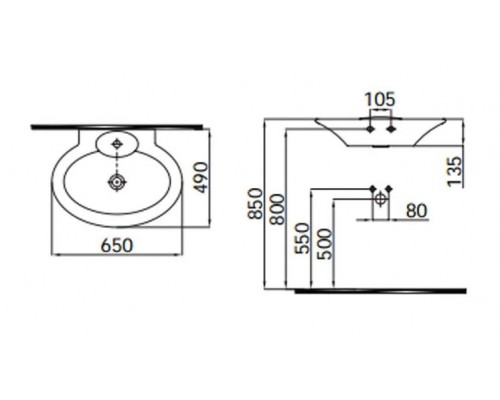 Умывальник IDEVIT Rena 65*49 (2901-0505)