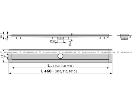 ALCAPLAST APZ13-850 Водоотводящий желоб изнерж. стали модулярный, 850 мм (Чехия)