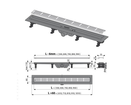 ALCAPLAST APZ10-650M Водосточный желоб APZ10- 650 (Чехия)
