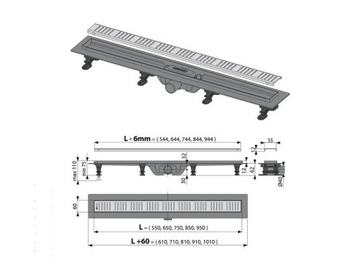 ALCAPLAST APZ10-850M Водосточный желоб APZ10- 850 (Чехия)