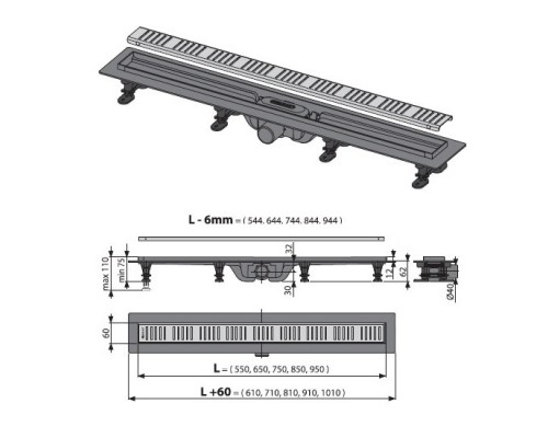 ALCAPLAST APZ10-950M Водосточный желоб APZ10- 950 (Чехия)