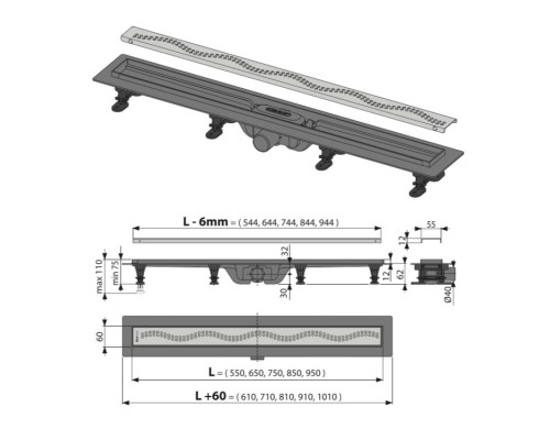 ALCAPLAST APZ8-650m Водосточный желоб APZ8- 650 (Чехия)