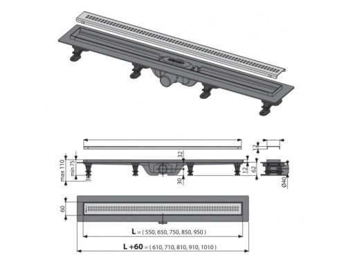 ALCAPLAST APZ9-650M Водосточный желоб APZ9- 650 (Чехия)