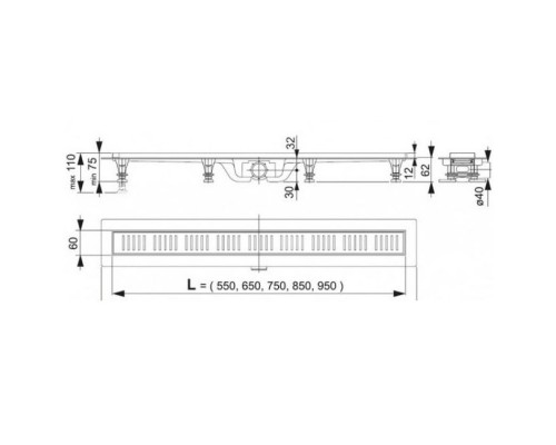 ALCAPLAST APZ9-750m Водосточный желоб APZ9- 750 (Чехия)
