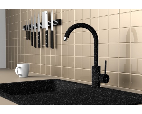 Змішувач для кухні AX30068  Rubineta, Axe-33 (BK), чорний, високий вил. 332 мм   RG30068