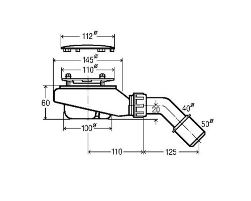 VIEGA (364786) Сифон для душевого поддону Tempoplex 120 x 40/50