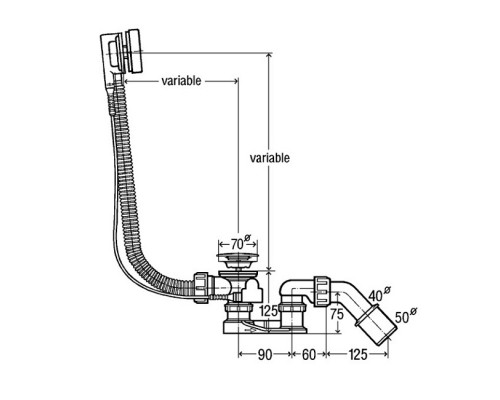 VIEGA (595678) Сифон для ванны автомат Simplex 40/50/725