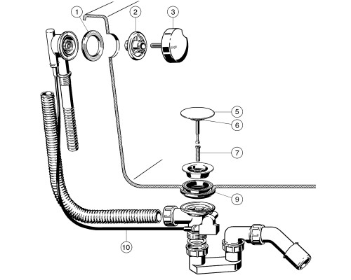 VIEGA (595678) Сифон для ванны автомат Simplex 40/50/725