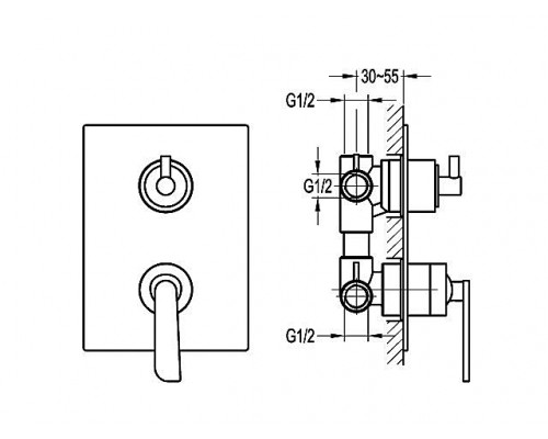 AQUAWORLD СМ40Кд.14.3в Змішувач прихованого монтажу 2-входа/3-вихода, "CASCADE"
