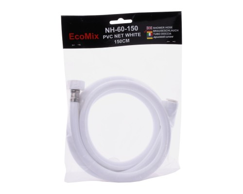 ECOMIX NH-60-150  Шланг для душа PVC 150 см силиконов.белый