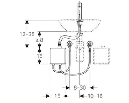 GEBERIT 116.176.21.1 Бесконтактный смеситель Brenta, для установки на умывальник, от генератора, с