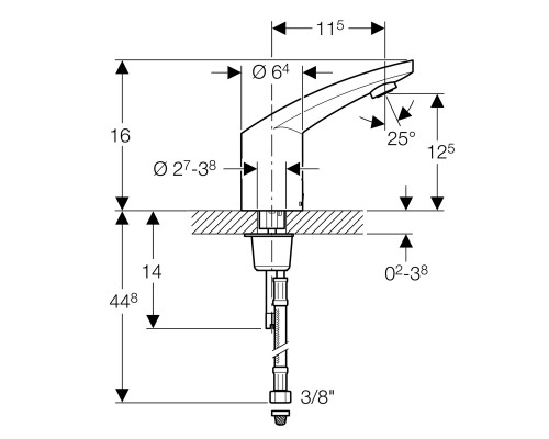 GEBERIT 116.245.21.1 HyTronic185 ИК смеситель бесконтактный для умывальника, с внутренней регулировк