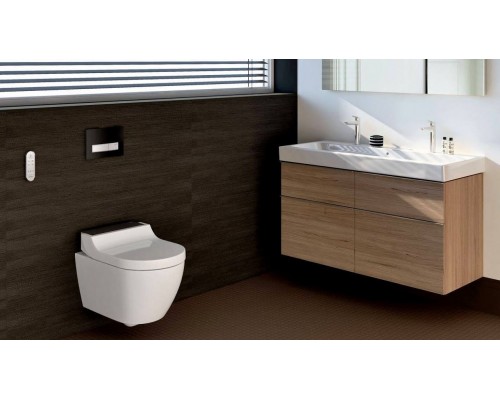 GEBERIT 146.294.SJ.1 Кришка-биде AquaClean Tuma Comfort с подвесным унитазом Rimfree: черное стекл