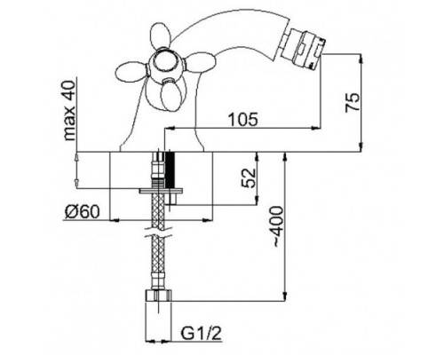 RUBINETA VENEZIA-7( V70096) Смеситель для биде.бронзовый литой (ЛИТВА)