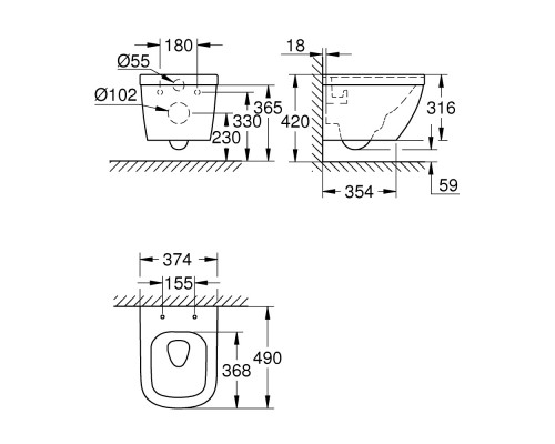 GROHE Euro ceramic Унитаз подвесной 39206000