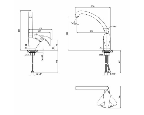 Qtap смеситель для кухни  Eris СRM 007F
