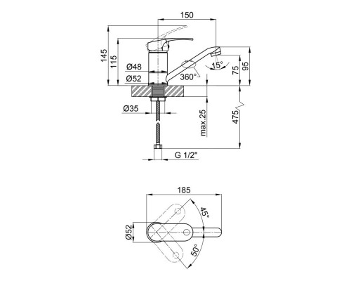 Змішувач для кухні Qtap Mars СRM 003М
