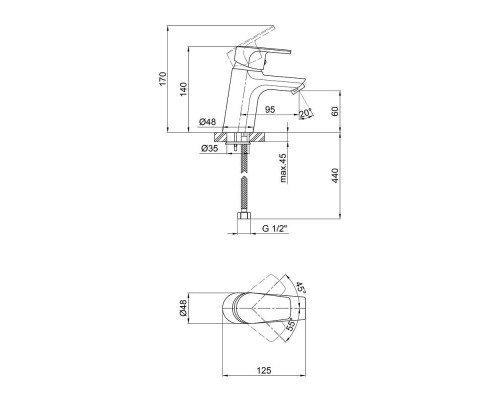 Змішувач для раковини Qtap Tenso CRM 001