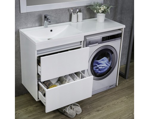 FANCY MARBLE (Jamaica+Amelia 1250 L ) Шафа підвісна з умивальником зі штучного каменю  "Amelia 1250", 1250x460x925