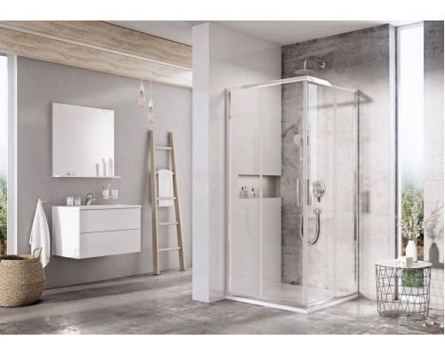 RAVAK X1LM40C00Z1 Душевая кабина BLSRV2-80 поли. алюм. TRANSPARENT