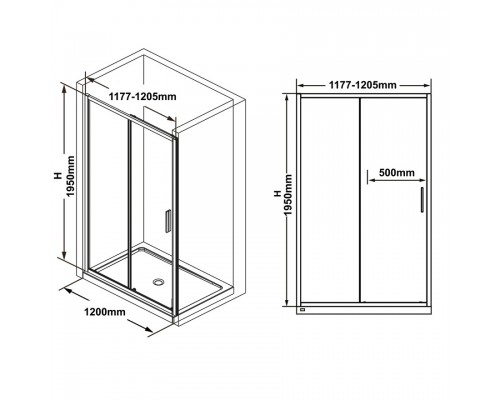 RAVAK X0PMG0C00Z1 Душевые двери BLSDP2-120 Полир.алюм. TRANSPARENT