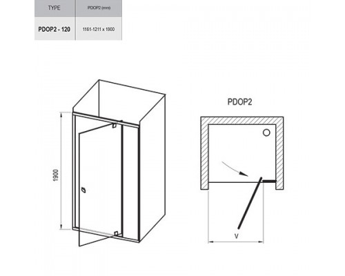 RAVAK 03GG0300Z1 Душевые двери PDOP 2 120 Черный TRANSPARENT