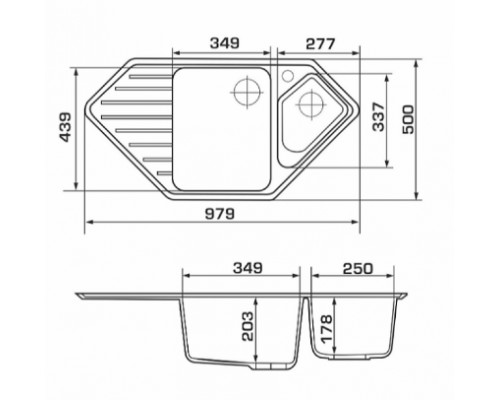 GRANADO 1809 Мойка гранит Ibiza grafito (980х500х210)