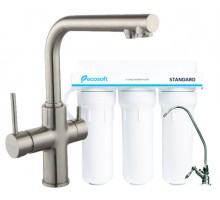 Комплект: DAICY-сатин смеситель для кухни, Ecosoft Standart система очистки воды (3х ступенчатая)