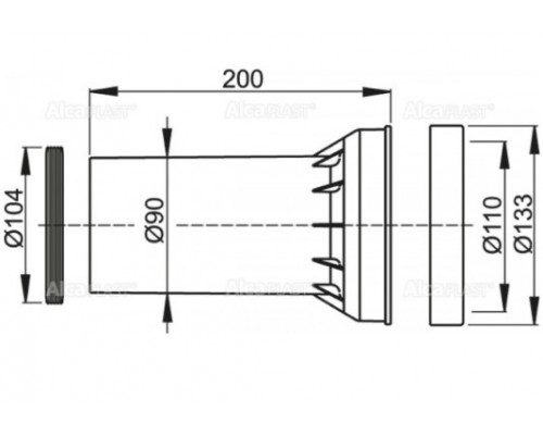 ALCAPLAST M902 Прокладка + соединитель A100 + прокладка соединителя (Чехия)
