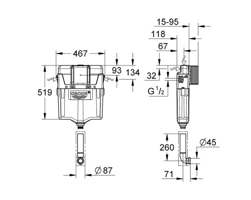 GROHE 38661000 смывной бачок