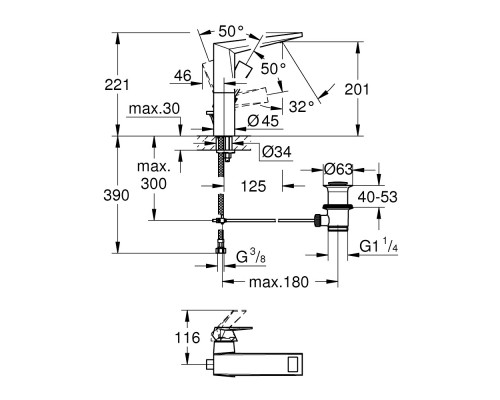 GROHE Allure Brilliant 23109000 смеситель однорычажный для раковины 1/2" L-Size